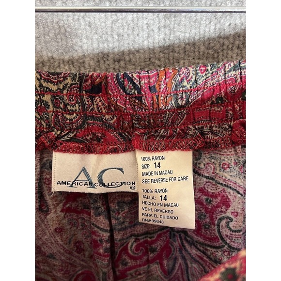 Vintage American Collection Red‎ Paisley Button Front Maxi Skirt Womens Size 14 - Picture 3 of 7